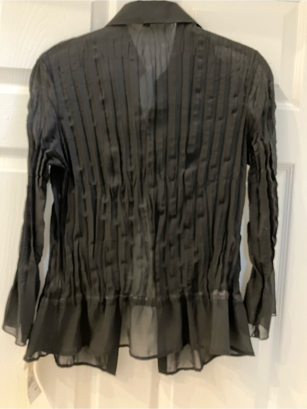 Notations Black Sheer Pleated Button-Front Blouse - Picture 4 of 8